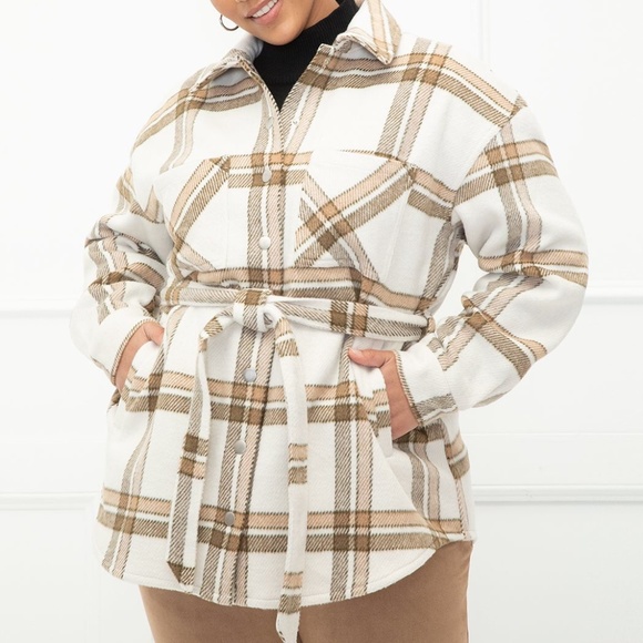 Eloquii Jackets & Blazers - ELOQUII Elements Plaid Shacket, Brand New, Size 26/28